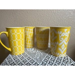4 Yellow Tabletop Gallery Mason Mugs
